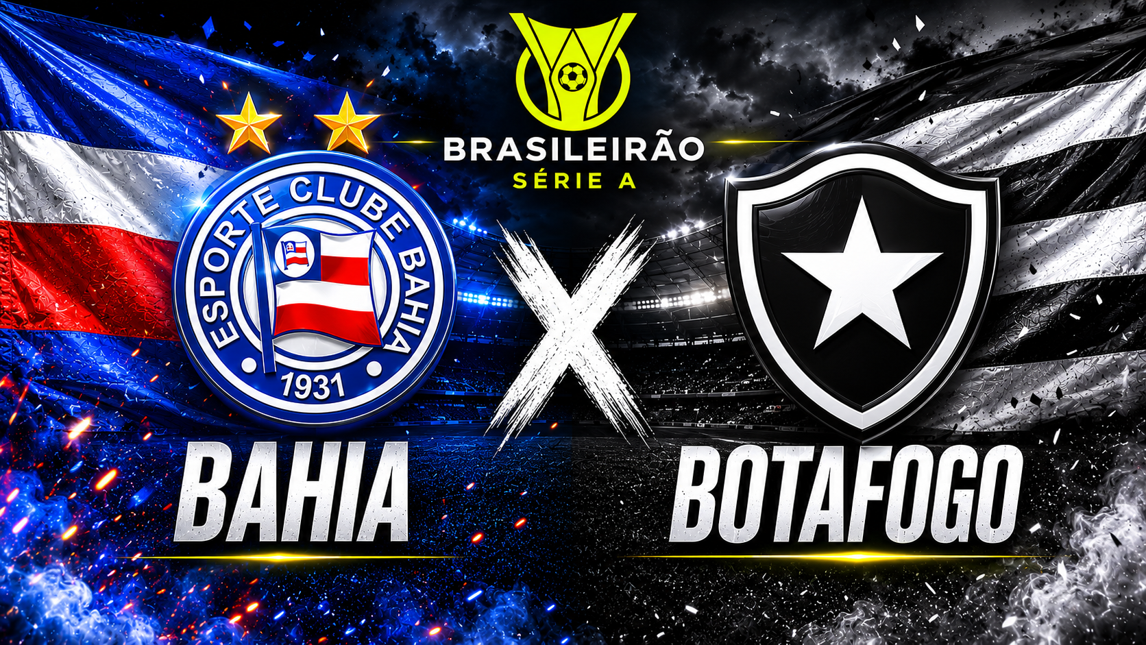 Graphic for Bahia vs Botafogo in the Brazilian Serie A, showing both clubs' crests.